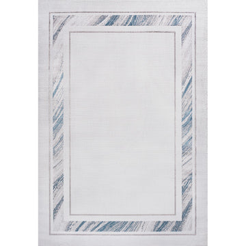 Athens Classic Border Marble Pattern High-low Area Rug